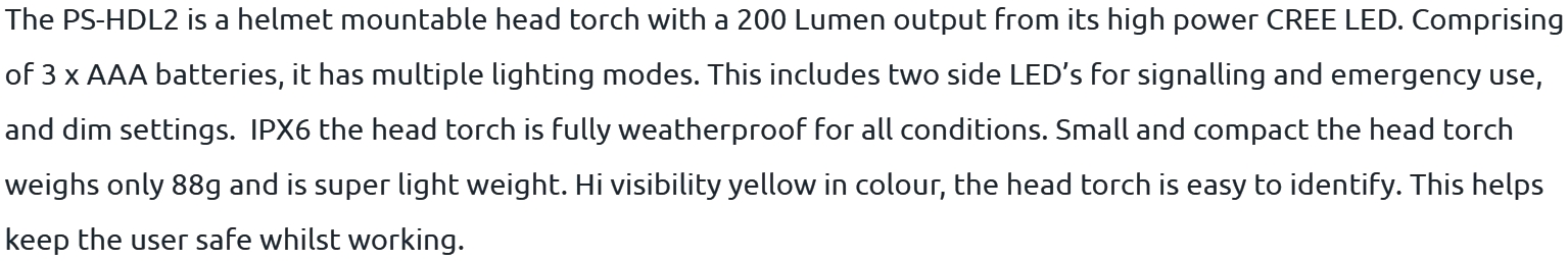 פנס ראש מקצועי UNILITE UNI-LITE PS-HDL2 LED